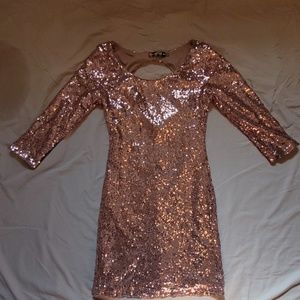 Sequin mini dress, blush/ mauve